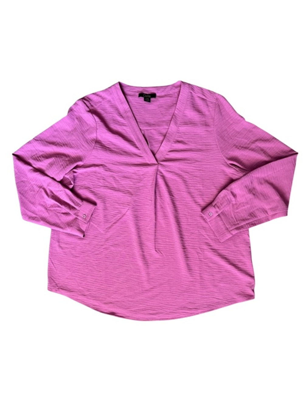 Dalia Long Sleeve Crepe Blouse in Red Violet (Pink) Large